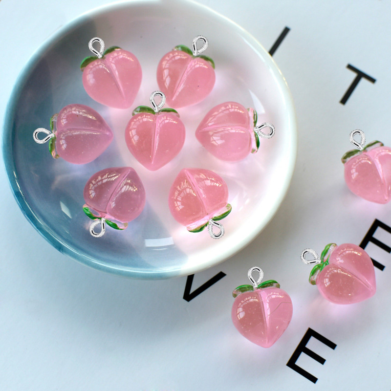 Resin Art Keychain - 10 szt. Nowe Przezroczyste Brzoskwiniowe Płaskie
