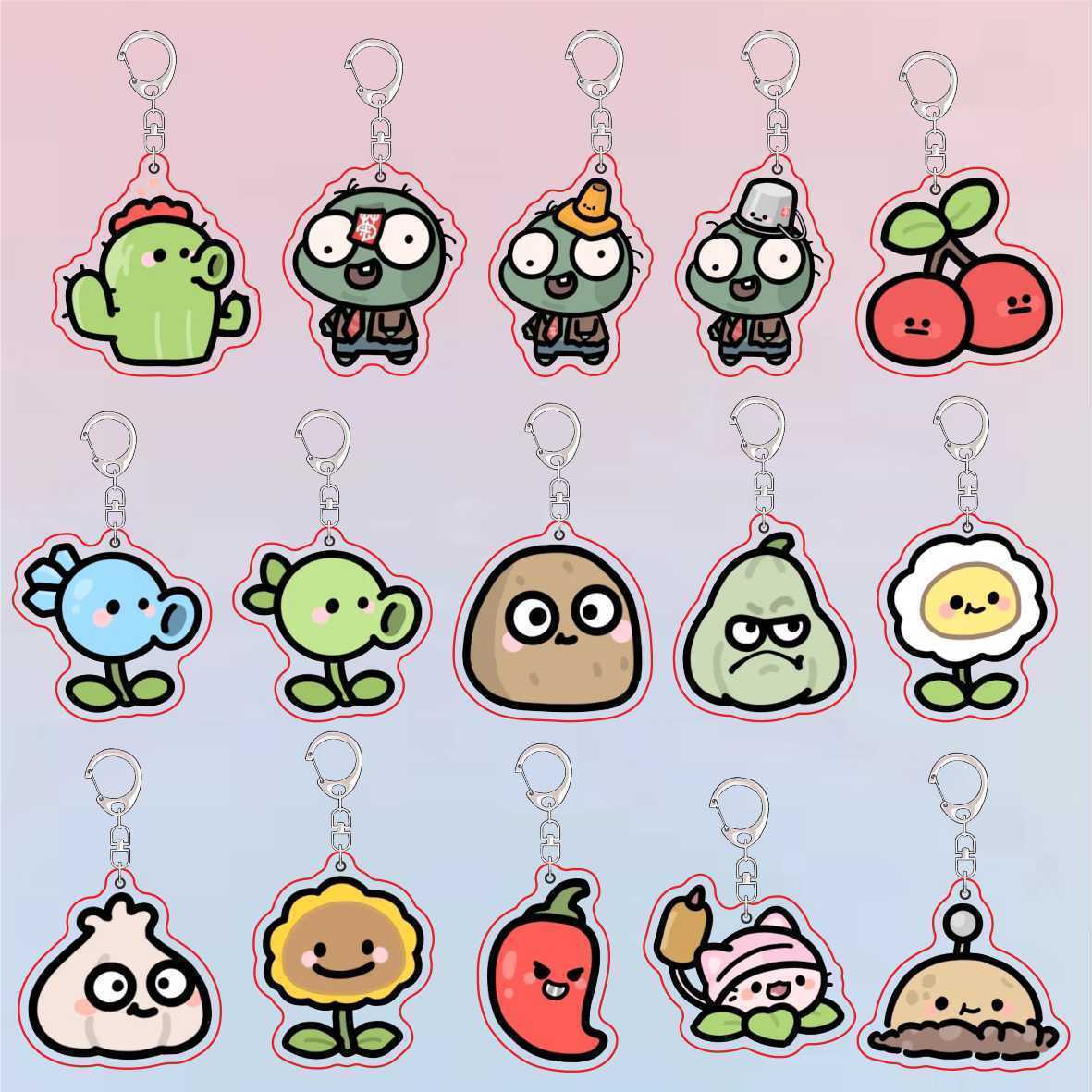 Resin Art Store - Akrylowy breloczek Plants Vs Zombies, uroczy,