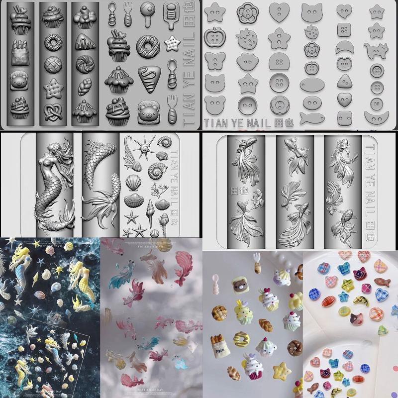 Resin Art Templates Free - 3D Miękkie Silikonowe Szablony do Paznokci